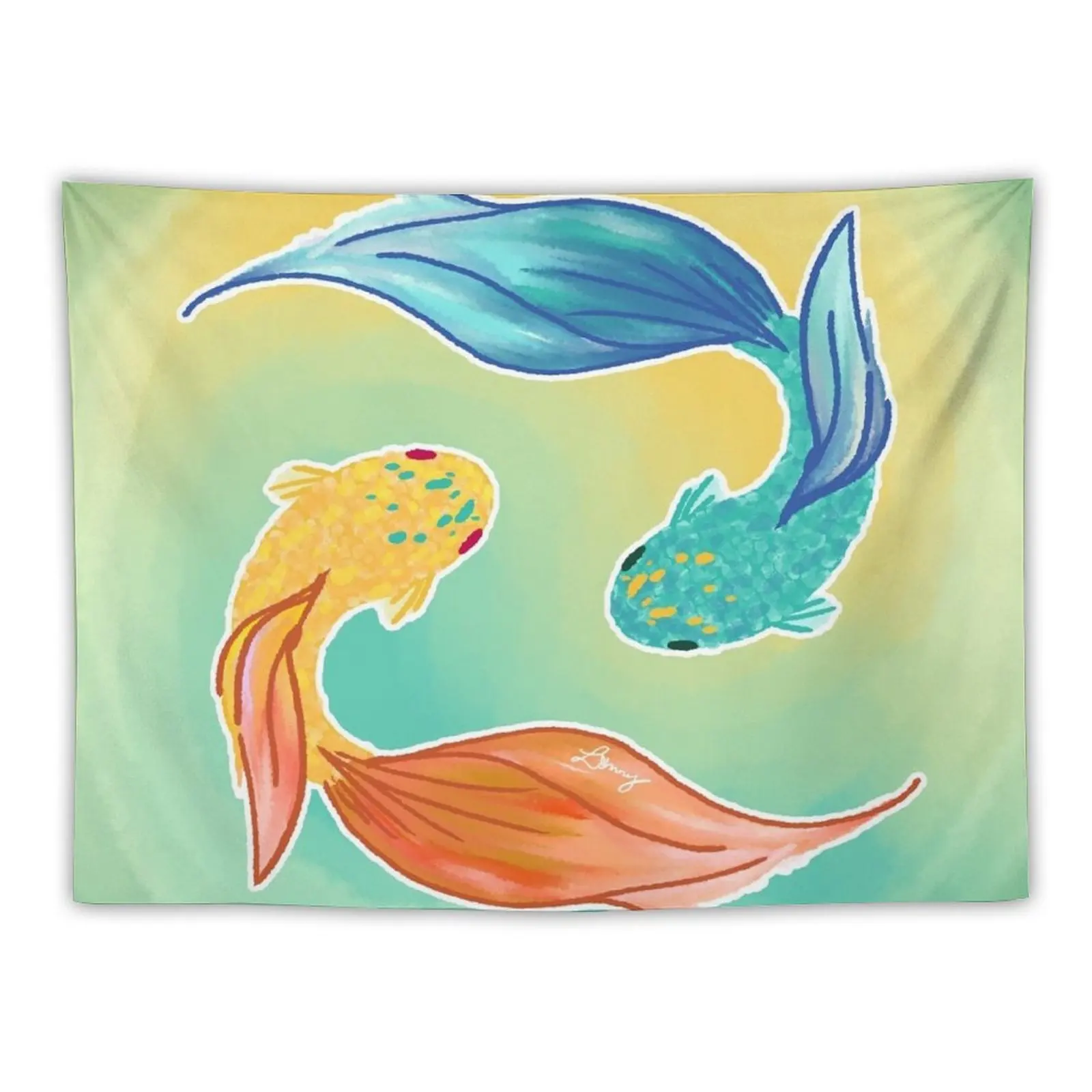 

New Pisces Zodiac Astrology Betta Fish Koi Painting Tapestrys Decorations Decorative Wall Murals Wall Hangings Decoration