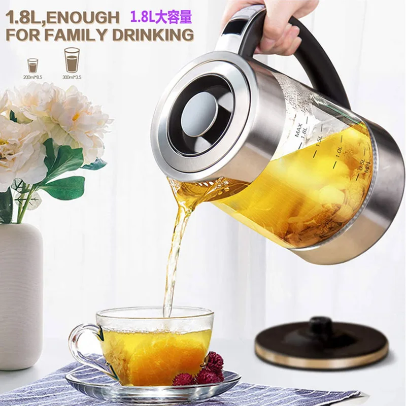 Intelligent Temperature-controlled Glass Electric Kettle with Automatic Power-off and Heat Preservation of 1.8L