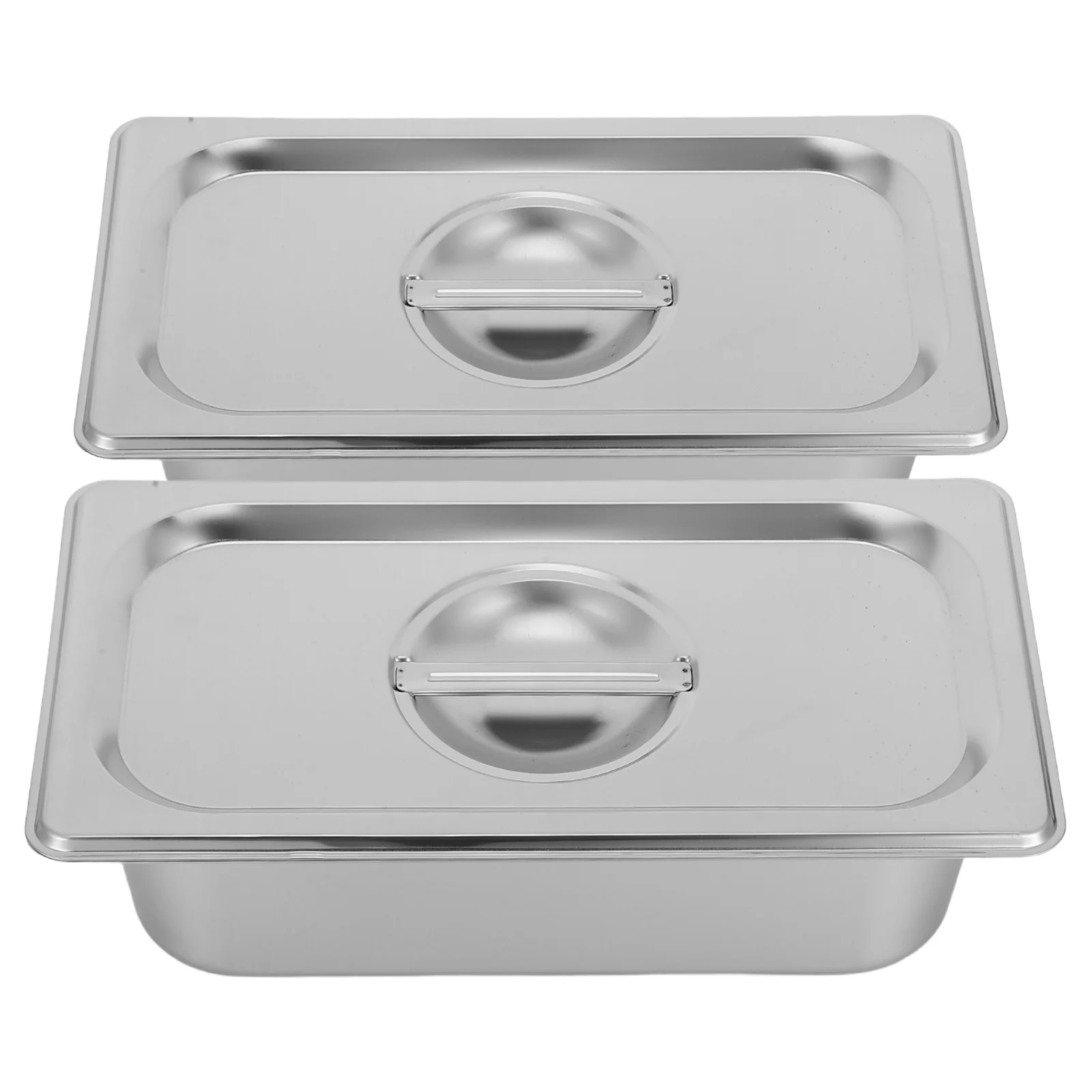 

2Pcs Steam Table Pan Stainless Steel Hotel Pan Anti Jam Lid Deep 4 Inch Buffet Tray Catering Event Restaurant Kitchen Use