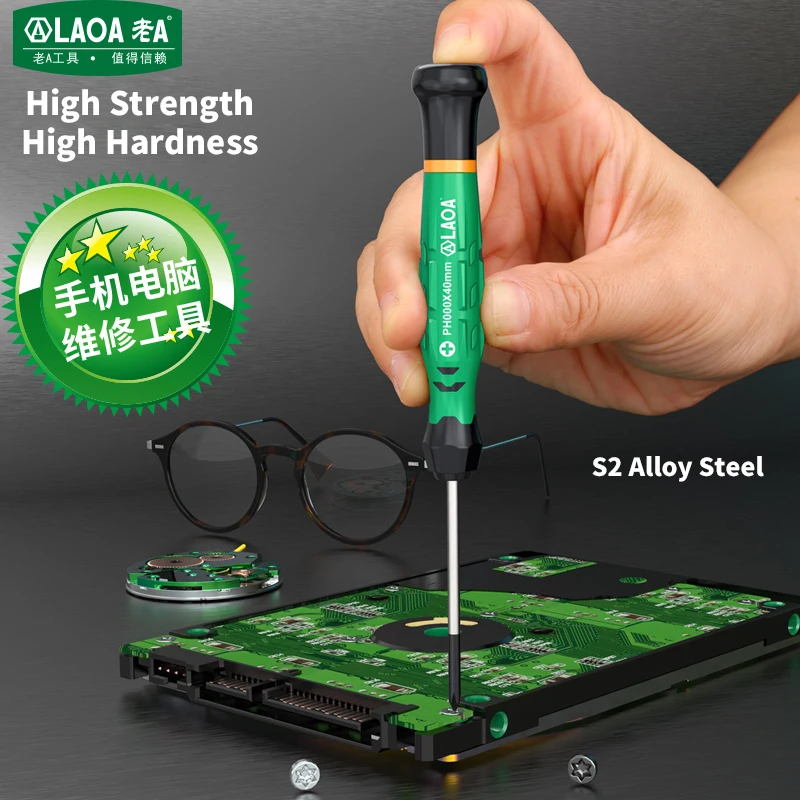 LAOA 1pc Mini Slotted Screwdriver With Magnetism S2 Alloy Steel Phillips Screwdrivers Precise Screwdriver SL1.0-4.0 #2