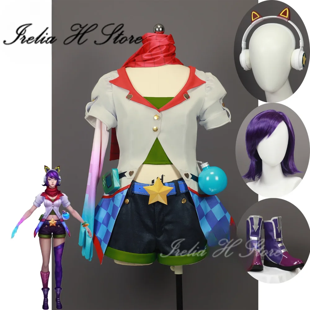 Irelia H Store Ahri LOL ahri Spirit Blossom Cosplay Costume Halloween party dress for women wig shoes headphone