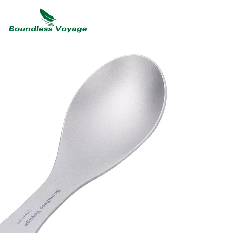 Boundless Voyage Titanium 3 in 1 Fork Spoon Spork Set Outdoor Dual-purpose Tableware Cutlery Thickness Camping Flatware Ti1064T