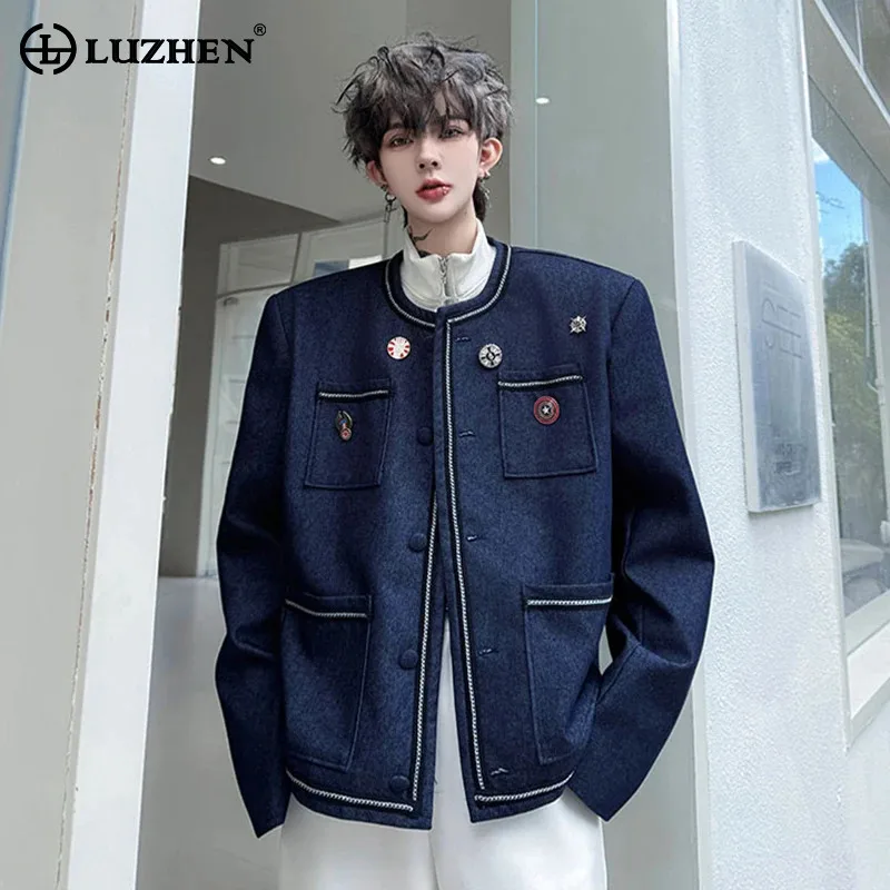 

LUZHEN 2025 Autumn Zipper Pockets Decorate Round Neck Casual Jacket Men's Fashion Korean Street Handsome Coat Clothes New JY4489