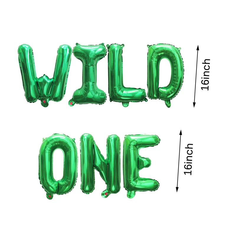 7pcs 16inch Green Wild One 1st Birthday Letter Foil Balloons Baby Shower Happy Birthday DIY Home Party Decoration Supplies view 4