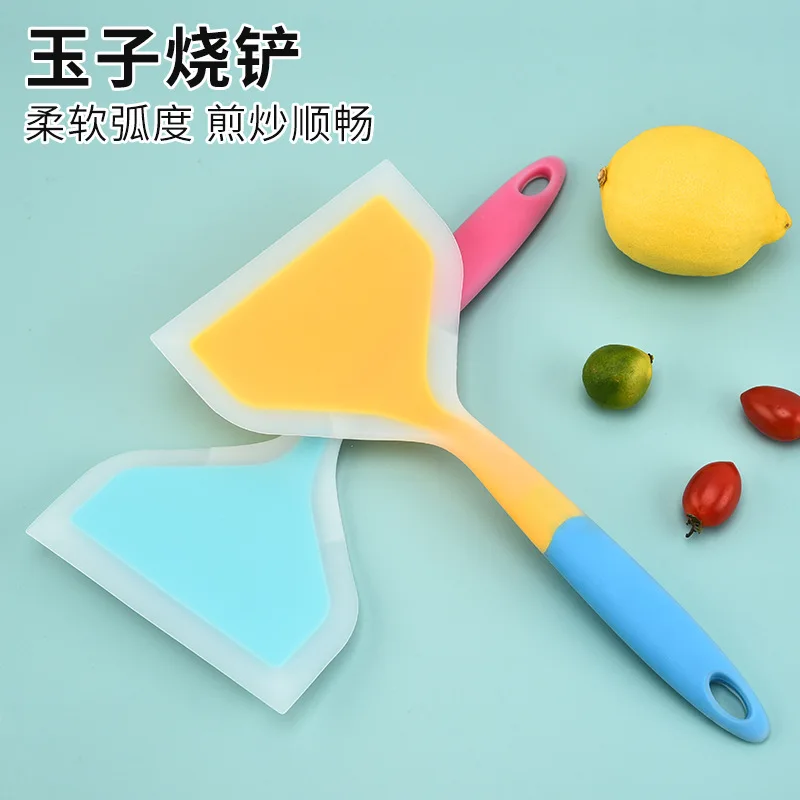 Bi-Color Semi-Transparent Tamago-yaki Silicone Frying Spatula Pizza Steak Non-Stick Cooking Spatula