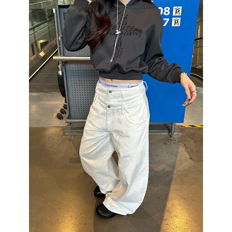 

Женские готические джинсы ZHIZOU в стиле Y2K, американские винтажные джинсы 2000-х годов, широкие брюки оверсайз, джинсы-багги в стиле Харадзюку, джинсовые штаны, одежда