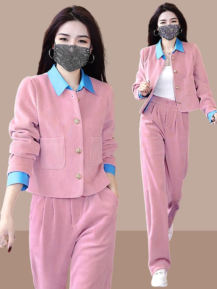 カジュアルファッショナブルなスポーツウェアセット女性の春秋の新しいスタイリッシュなスウェットシャツ長ズボン小さいサイズツーピースセット