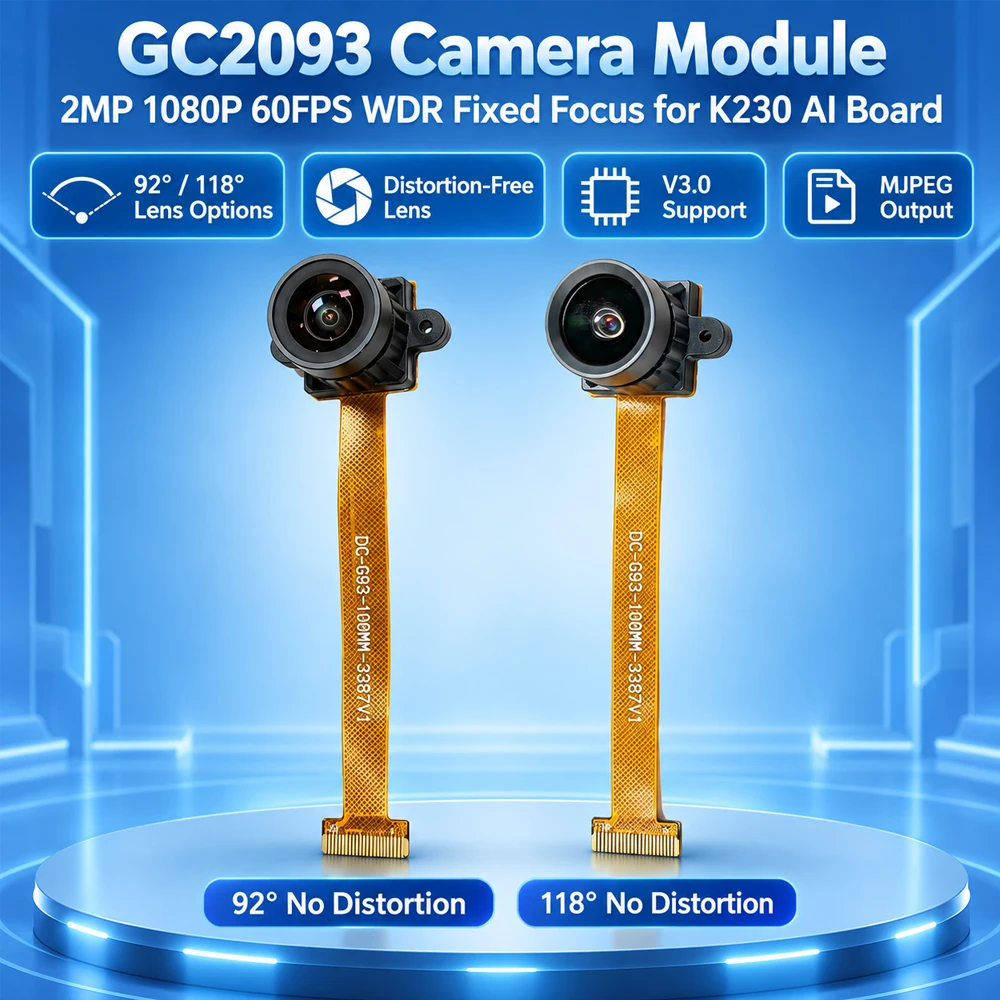 GC2093 Camera Module 2MP 1080P 60FPS Wide Dynamic Range Fixed Focus Distortion Free Lens for K230 AI Board
