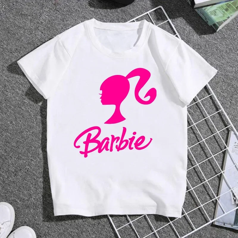 2024 New Authentic Men and Women T-Shirts Short-Sleeved Barbie Cartoon Spring and Summer Casual Round Neck Printed Cotton Tops