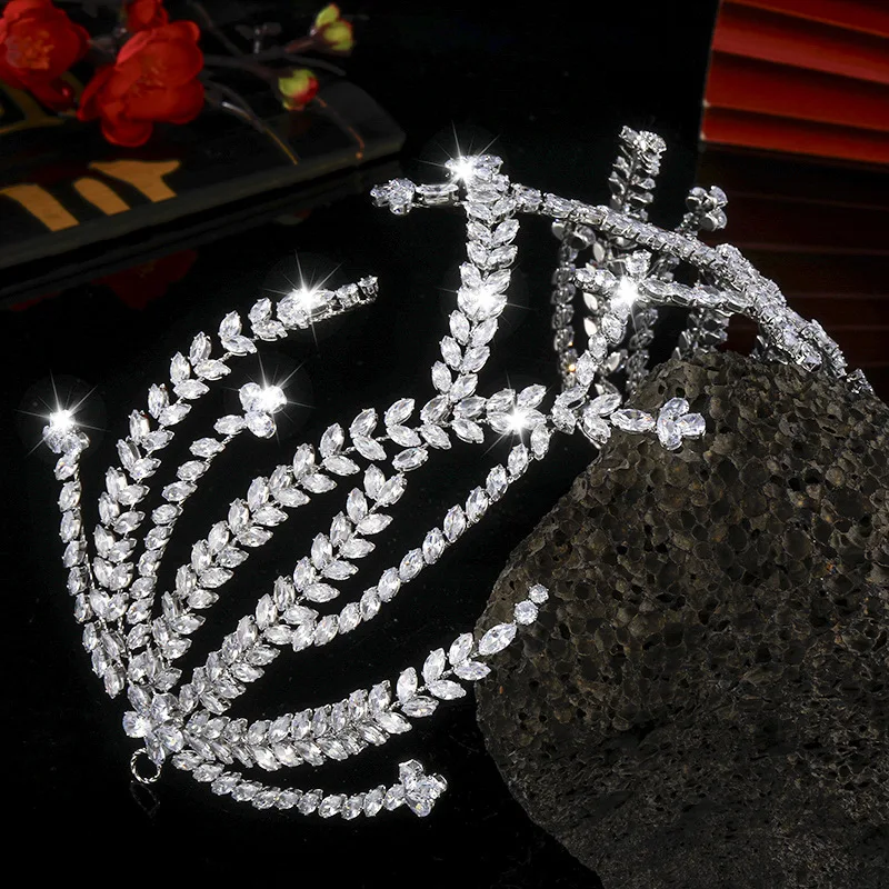 Cubic Zirconia Wedding Headband For Bride Hair Accessories Dubai Saudi Bridal Tiara Hairband For Women Prom Wedding Headdress
