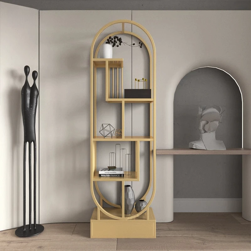 Wrought iron shelf simple creative floor bookshelf living room partition office storage rack