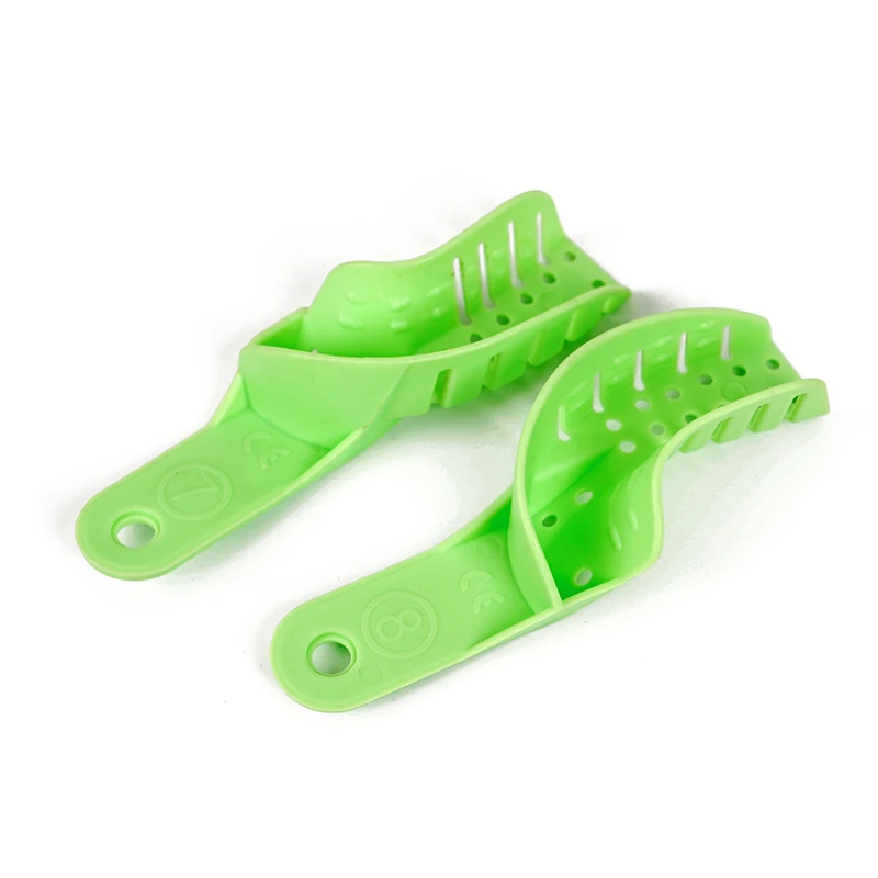 Dental Plastic Impression Trays Perforated Green Tooth Holder Durable Autoclave Teeth Tray Dentist Oral Material  Tool