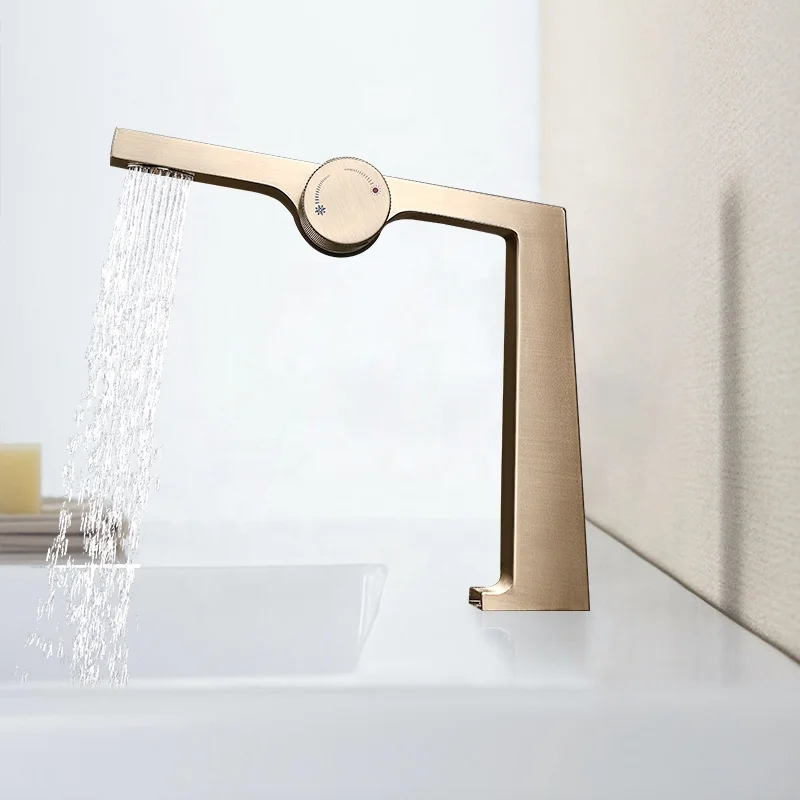 Luxury Rush Gold Faucet Brass Deck Mount Single Hole Washbasin Faucet Bathroom Sink Faucet