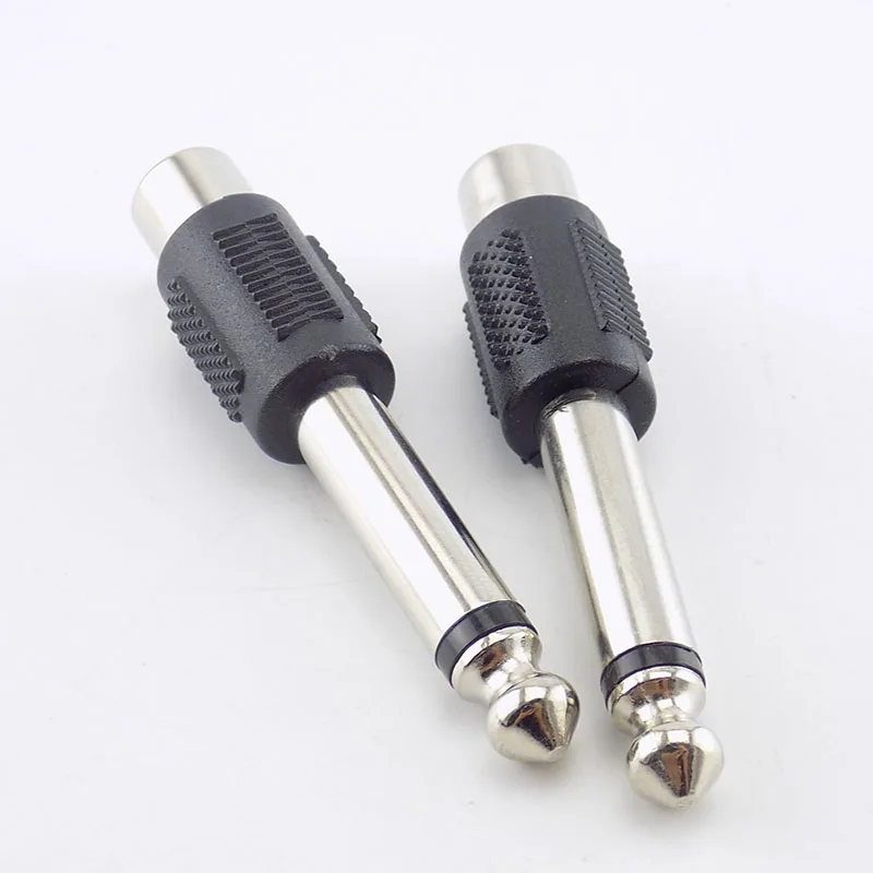 2pcs RCA Female Jack To 6.35mm 1/4" Male Mono Plug Audio Adapter Speaker Connector For DIY FM Microphone G3