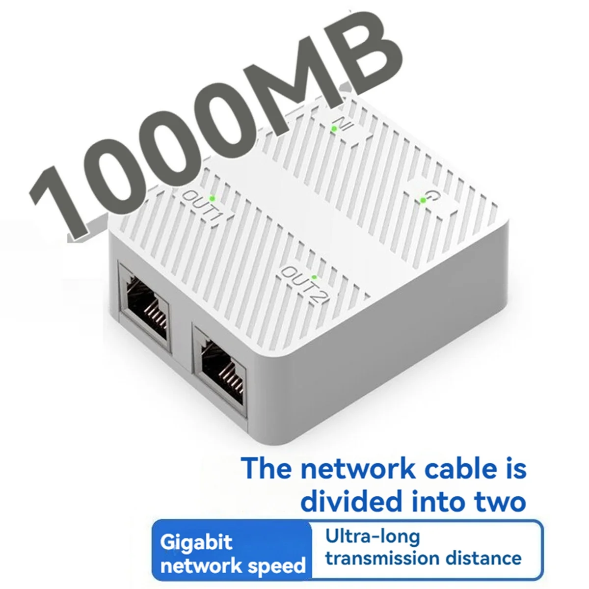 

2-портовый гигабитный сетевой коммутатор RJ45, сетевой разветвитель, удлинитель кабеля, селекторный адаптер 1000 Мбит/с, 1 в 2, выход, белый_A02I