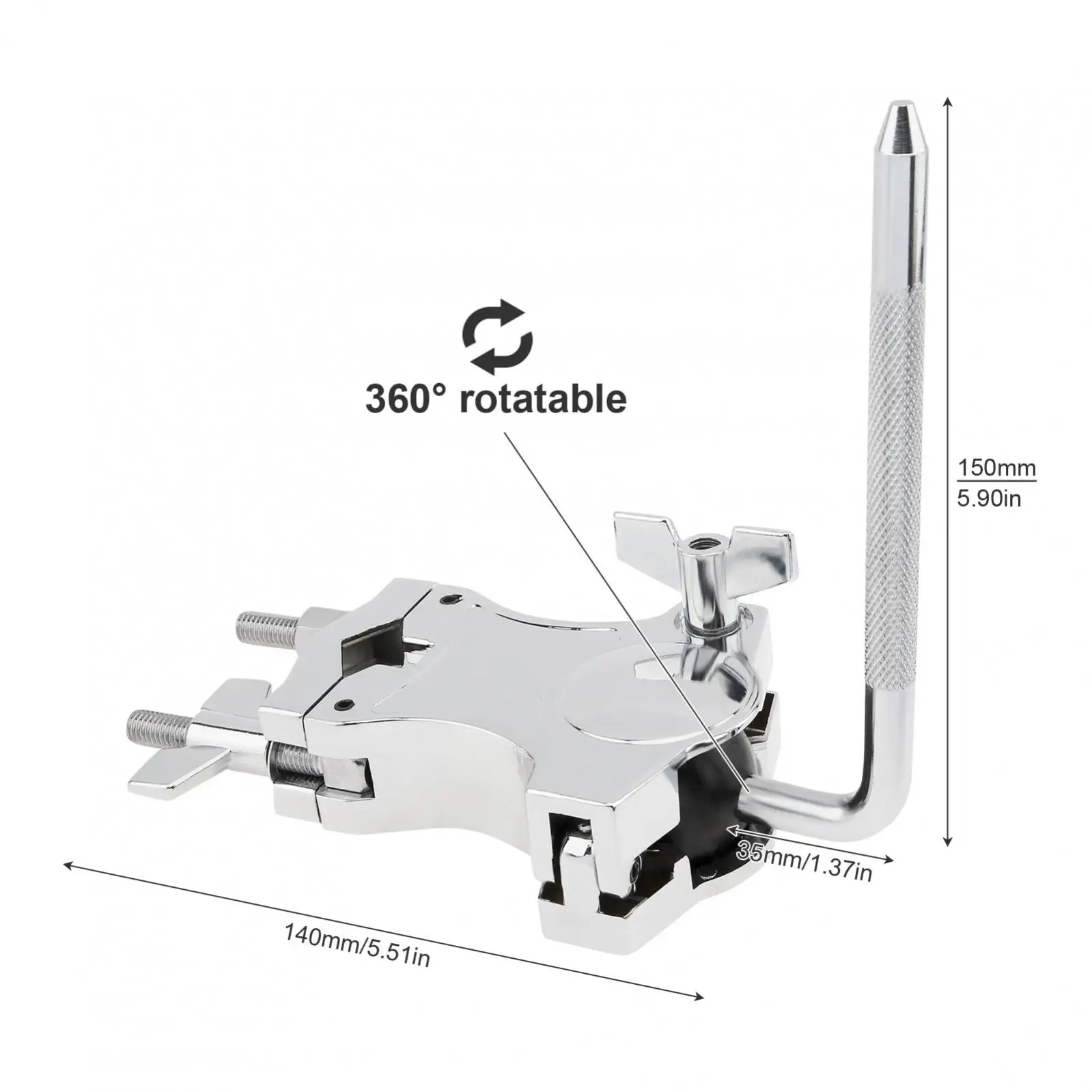 L Rod Drum Clamp Cowling Mounting Bracket Expansion Clamp for Tom / Cowbell / Clapper, Percussion Drum Set Cowbell Bracket