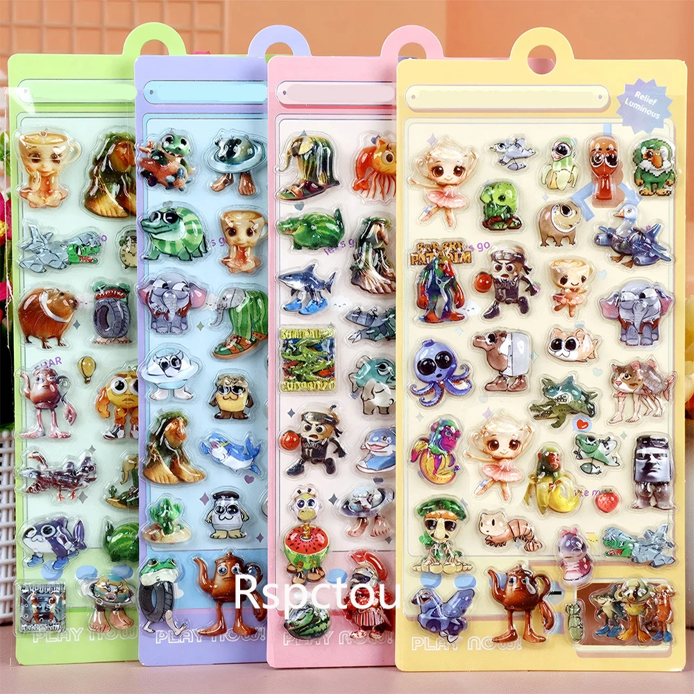 4/5/6pcs Tung Tung Tung Sahur 3D Relief Bubble Stickers Cartoon Italian Brainrot Animal Decals Laptop Phone Fridge Sticker Toys