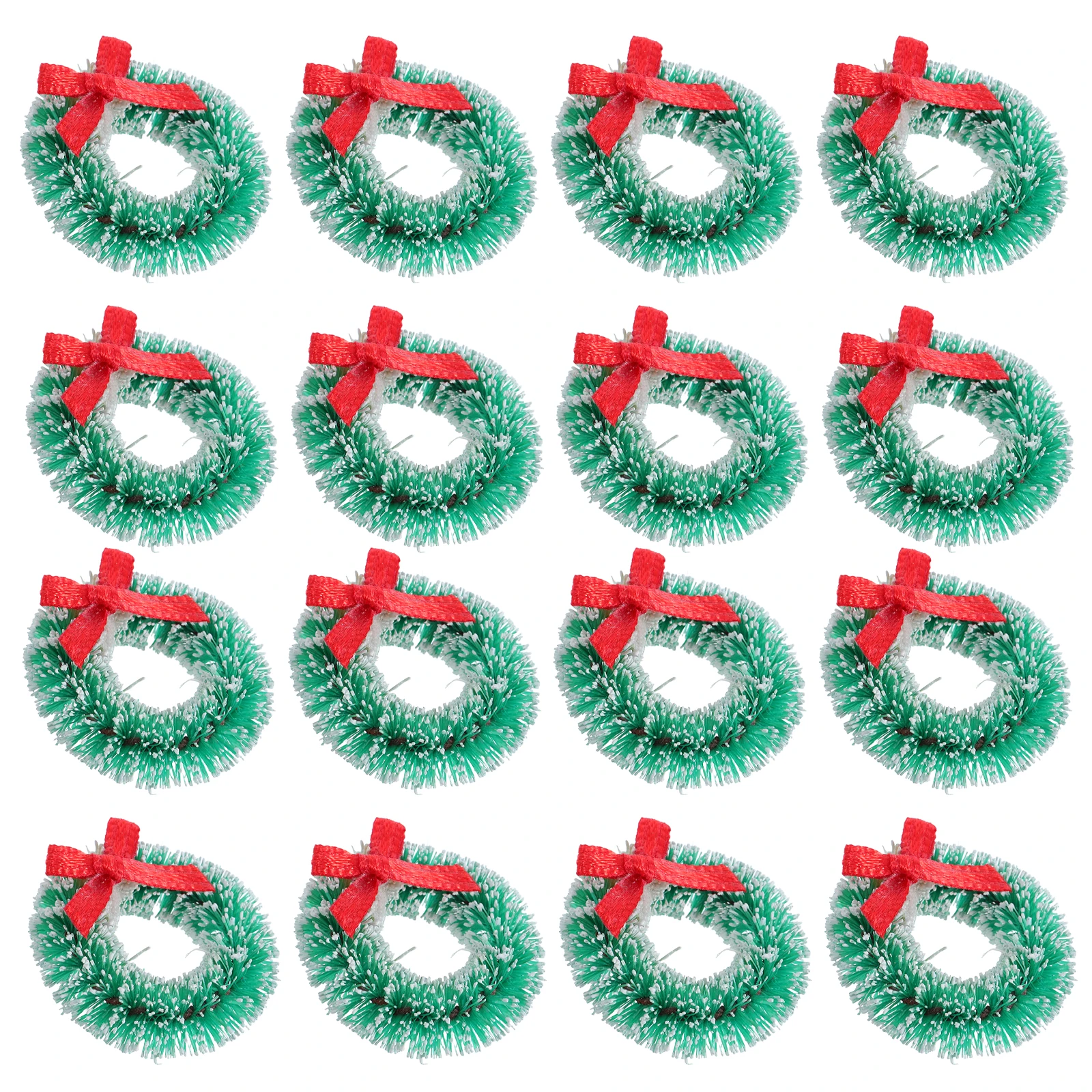 

24Pcs 2.5cm Mini Christmas Wreaths Sisal Garland Bows Decor Small Spaces Parties Small Christmas Wreath Mini Wreaths for Crafts