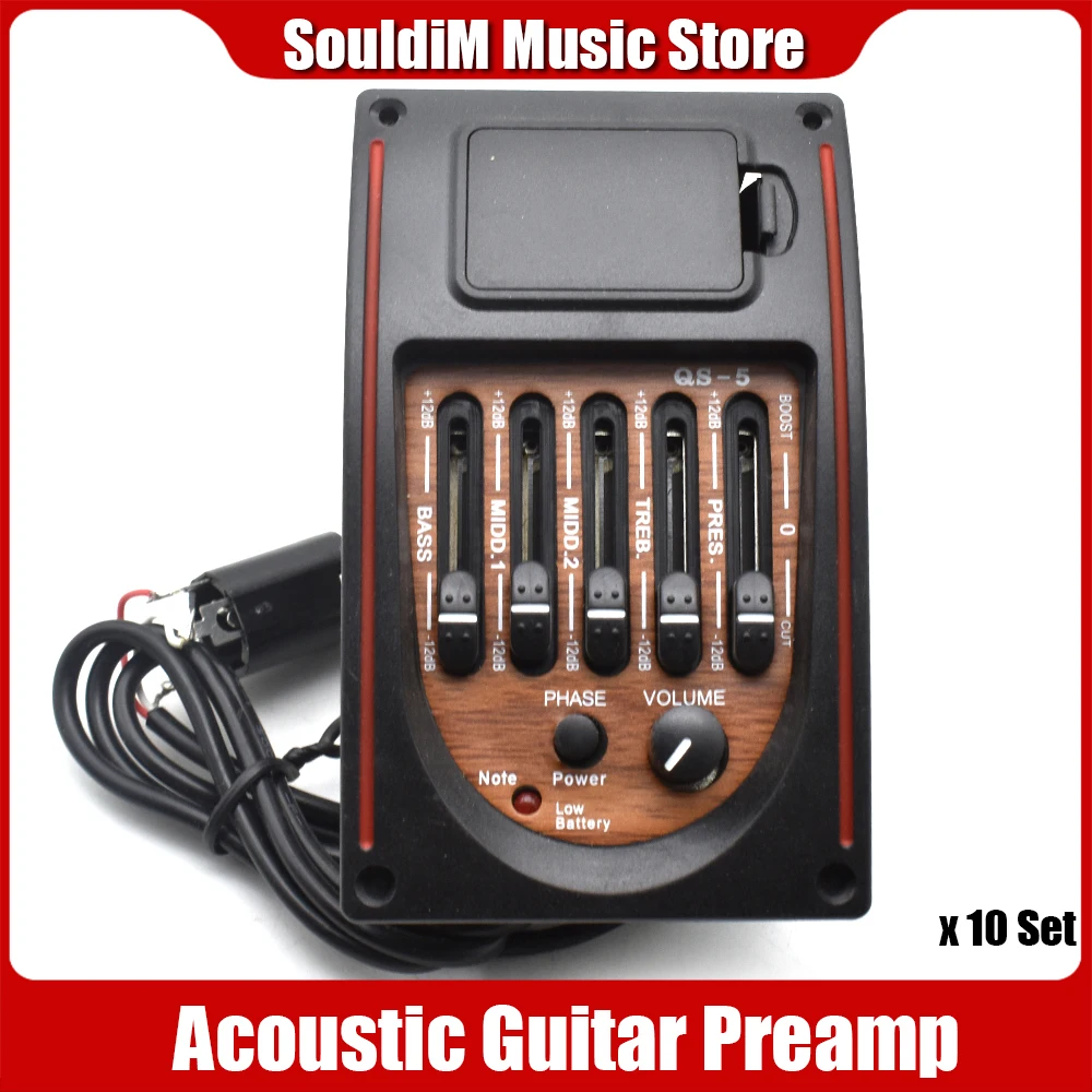 

10Set 5 band Acosutic Guitar EQ Equalizer Tuner Piezo Pickup Folk Guitarra Accessories QS-5