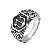 13.3mm Poseidon Trident Ring for Men Ancient Greek New Stainless Steel Amulet Ring Jewelry Gift