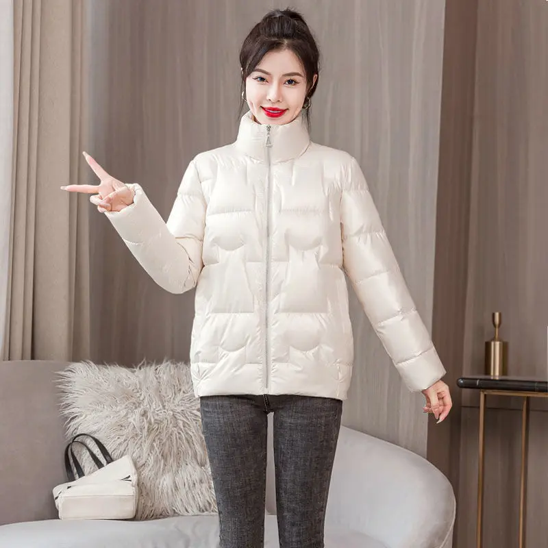 2024 Autumn/Winter New Korean Large Cotton Jacket for Women, Stand Up Collar Loose Cotton Jacket, Lightweight Meat Covering Coat