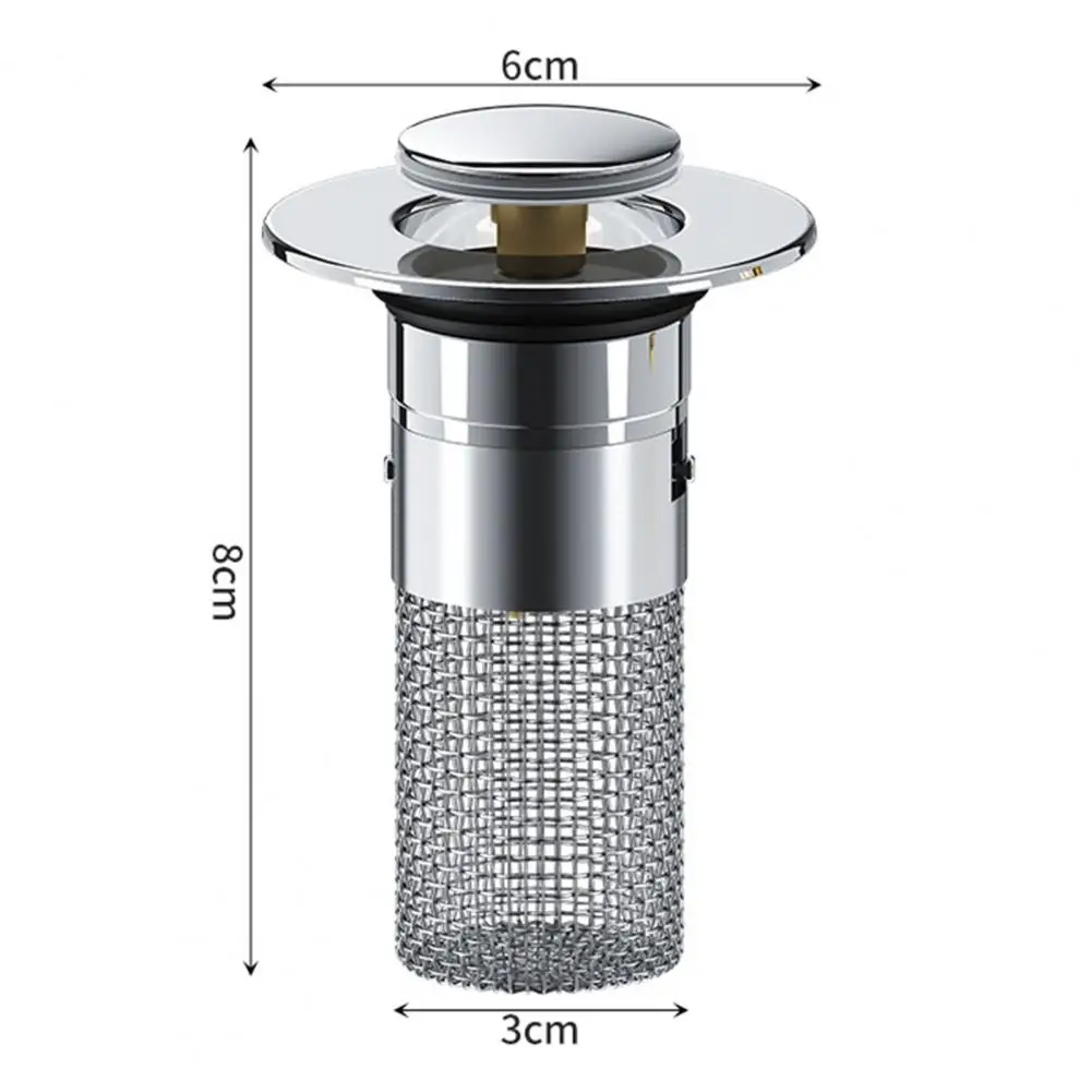 Stainless Steel Floor Drain Filter, Washbasin Plug, Bathroom Sink Stopper, Anti-Clog Filter, Hair Catcher Shower Sink Strainer