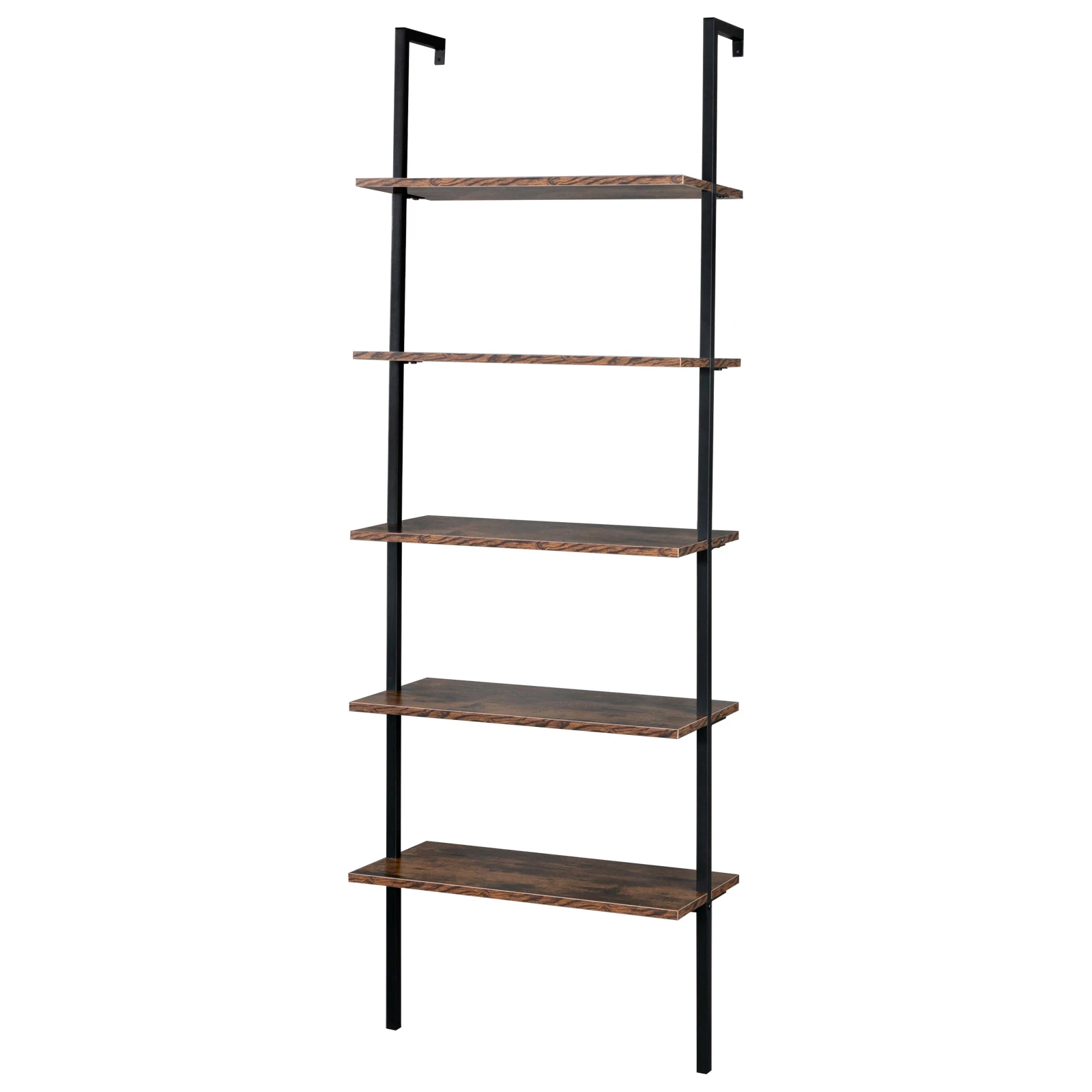 Industriële Wandgemonteerde Boekenkast 5-Tier Open Ladderplank Boekenplank Met Metalen Frame, 23.6 "L X 11.8" Wx 70.9 "H