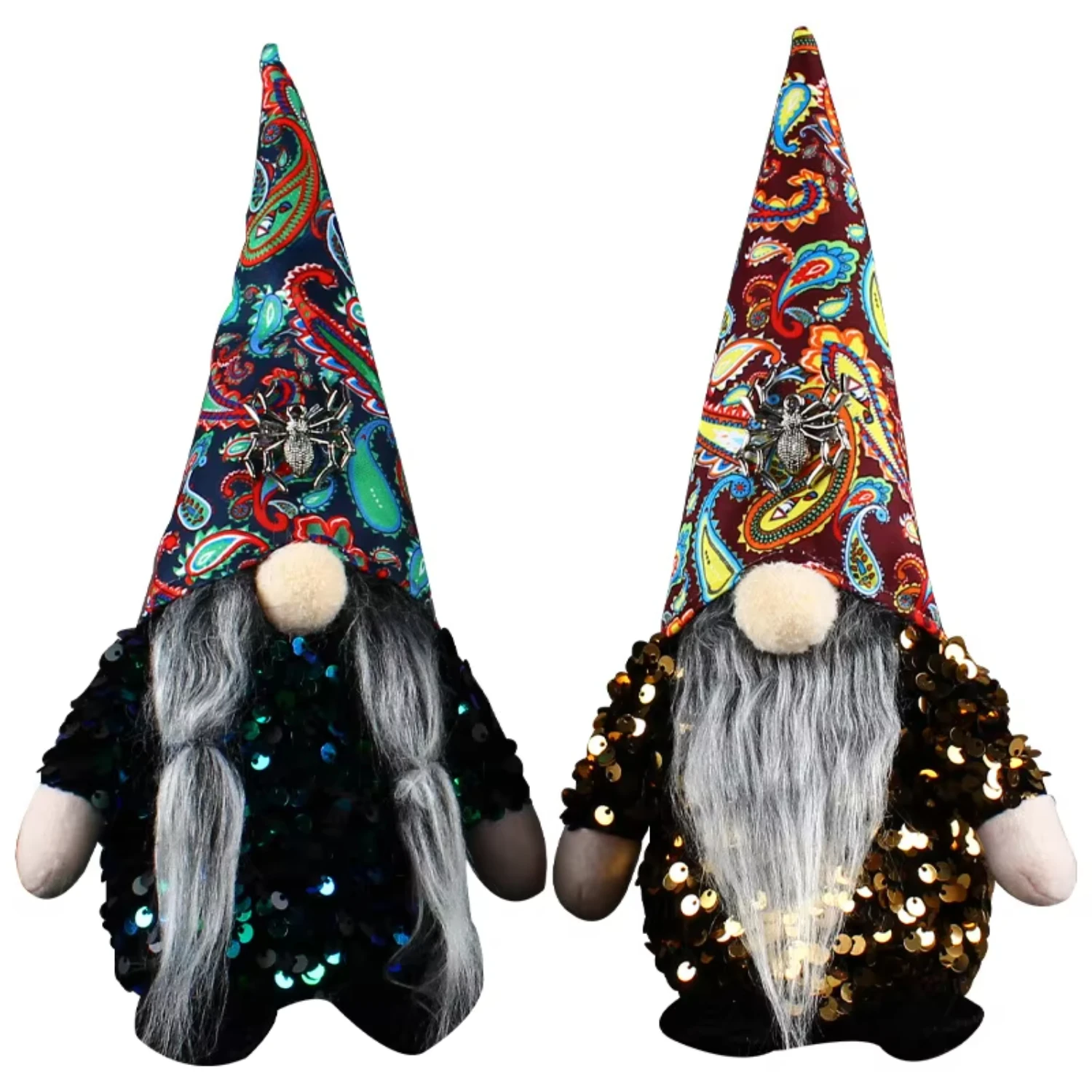 Christmas special Halloween luxury sequin  black spider characteristic plush doll Magnetic socks Paper bag Gift box