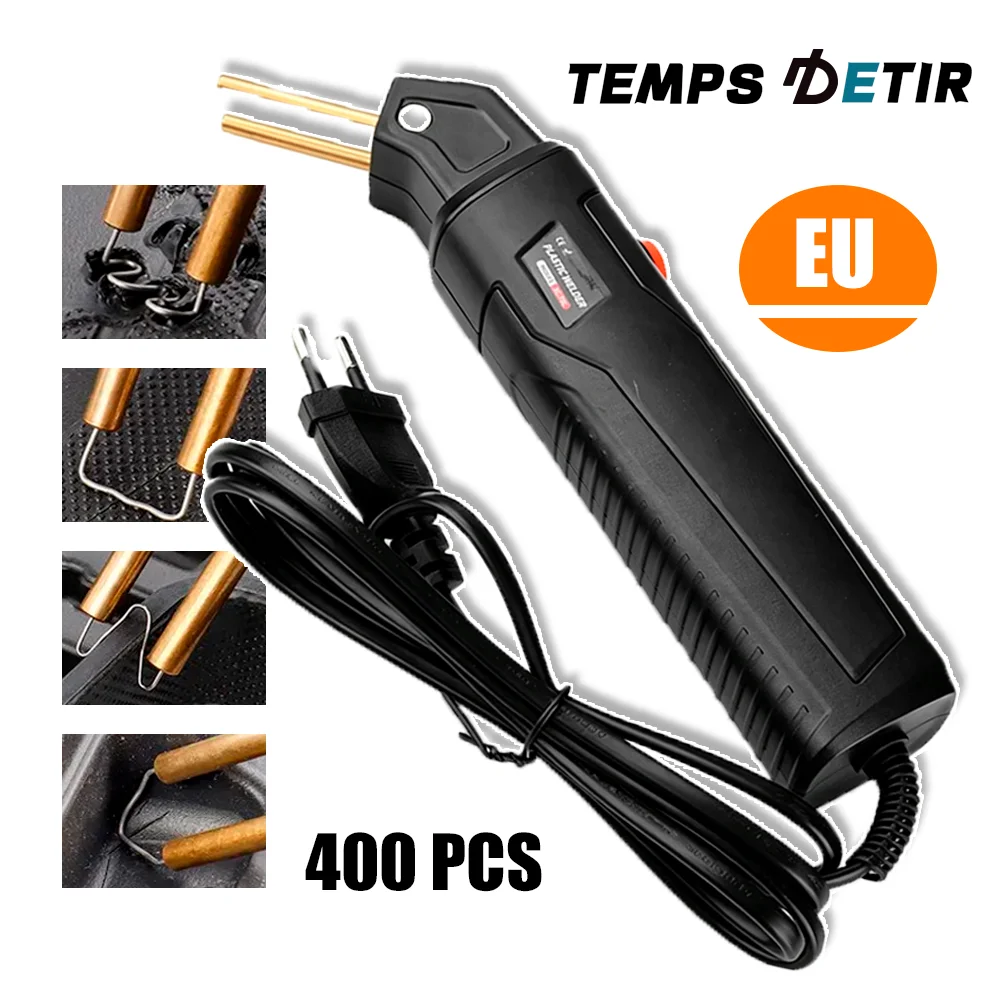 100W EU Plastic Welder with 400Pcs Staples, Fast Heat Plastic Welding Kit for Car Bumper/Kayaks Crack Repair, Welding Repair Kit