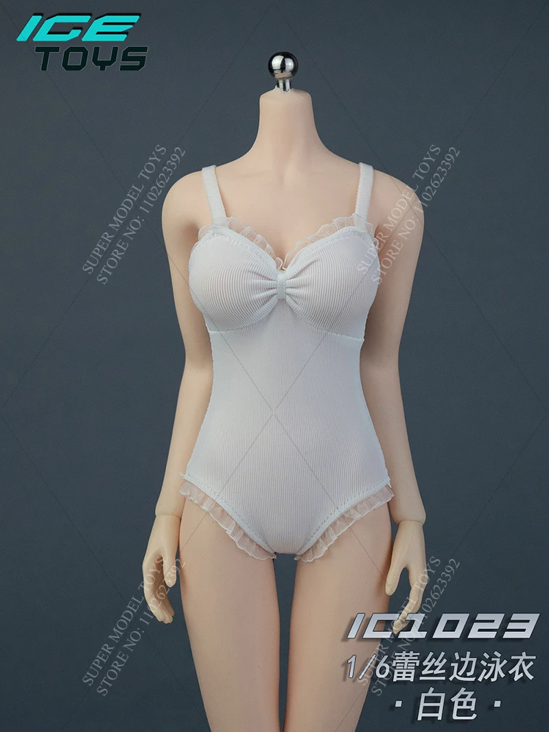 Juguetes de hielo IC1023 escala 1/6, ropa de soldado femenino, mono con borde de encaje de Color sólido, traje de baño apto para muñeca de figura de acción de 12 pulgadas