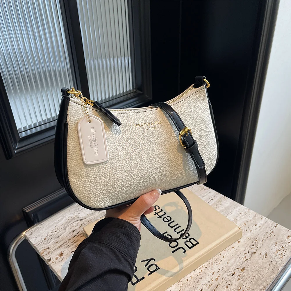 حقيبة كتف للنساء من جلد البولي يوريثان، حقيبة كروس بسحاب للإغلاق تحت الإبط، حقيبة يد بحزام قابل للتعديل للسفر في العمل #5