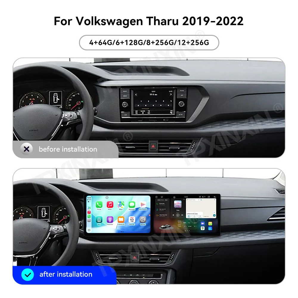10.1 Inch Dual Screen Interaction Android For Volkswagen Tharu 2019~2022 Car Radio Multimedia GPS Navigation HD Screen Head Unit