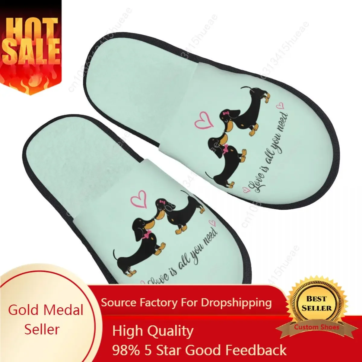 

The Dachshund House Slippers Women Comfy Memory Foam Badger Sausage Wiener Dogs Slip On Bedroom Slipper Shoes