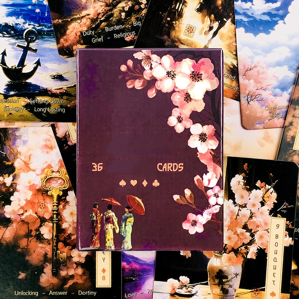 New Oracle Cards 36 Cards Cherry Blossoms Divination Edition Borad Playing Games , Stylish & Compact, Ideal For Travel & & Gift