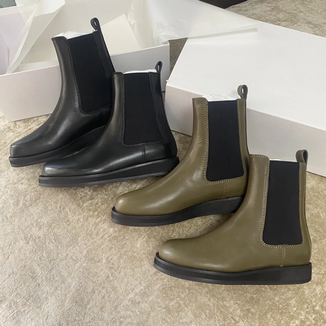 High Quality Italian Imported Calfskin Chelsea Boots Women Shoes