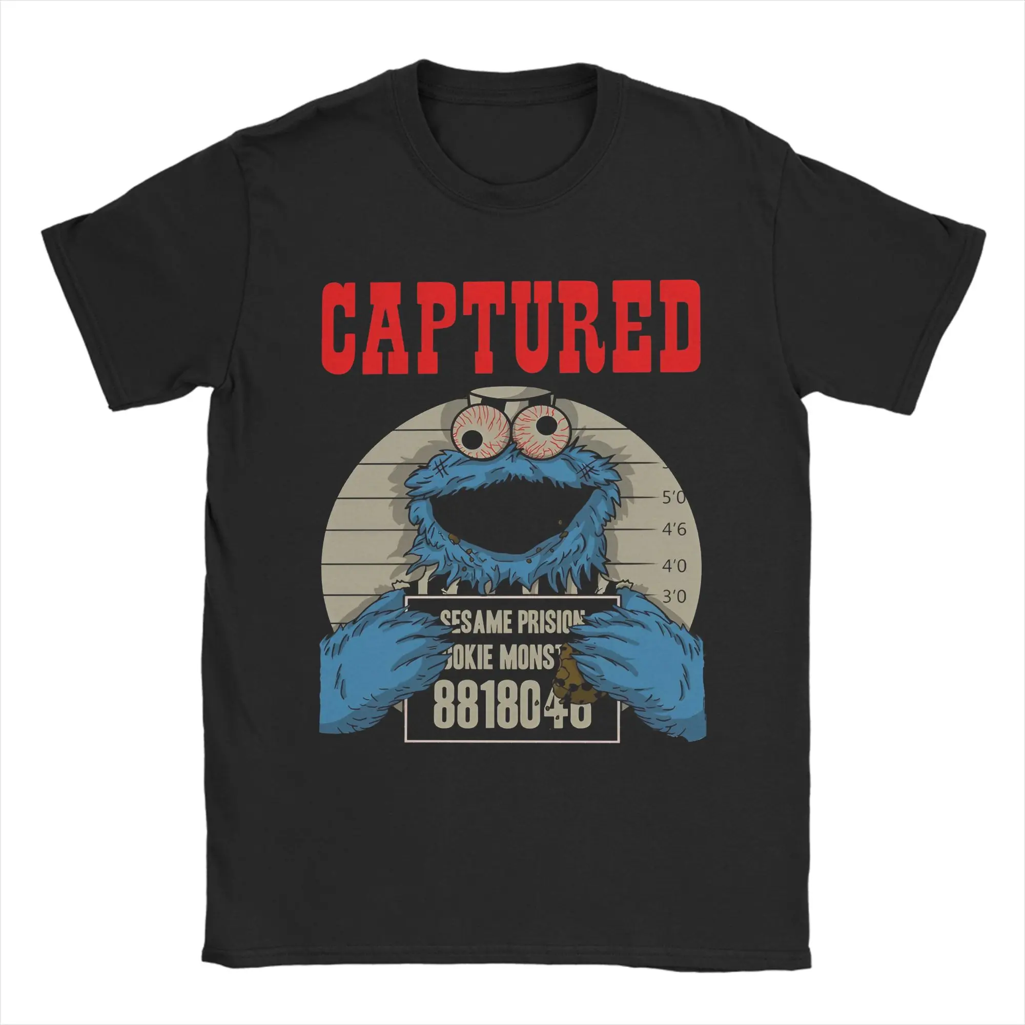 Fashion Cookie Monster Sesames Streets T Shirt Men's 100%Cotton Short Sleeve  Round Neck Summer Tops Shirts