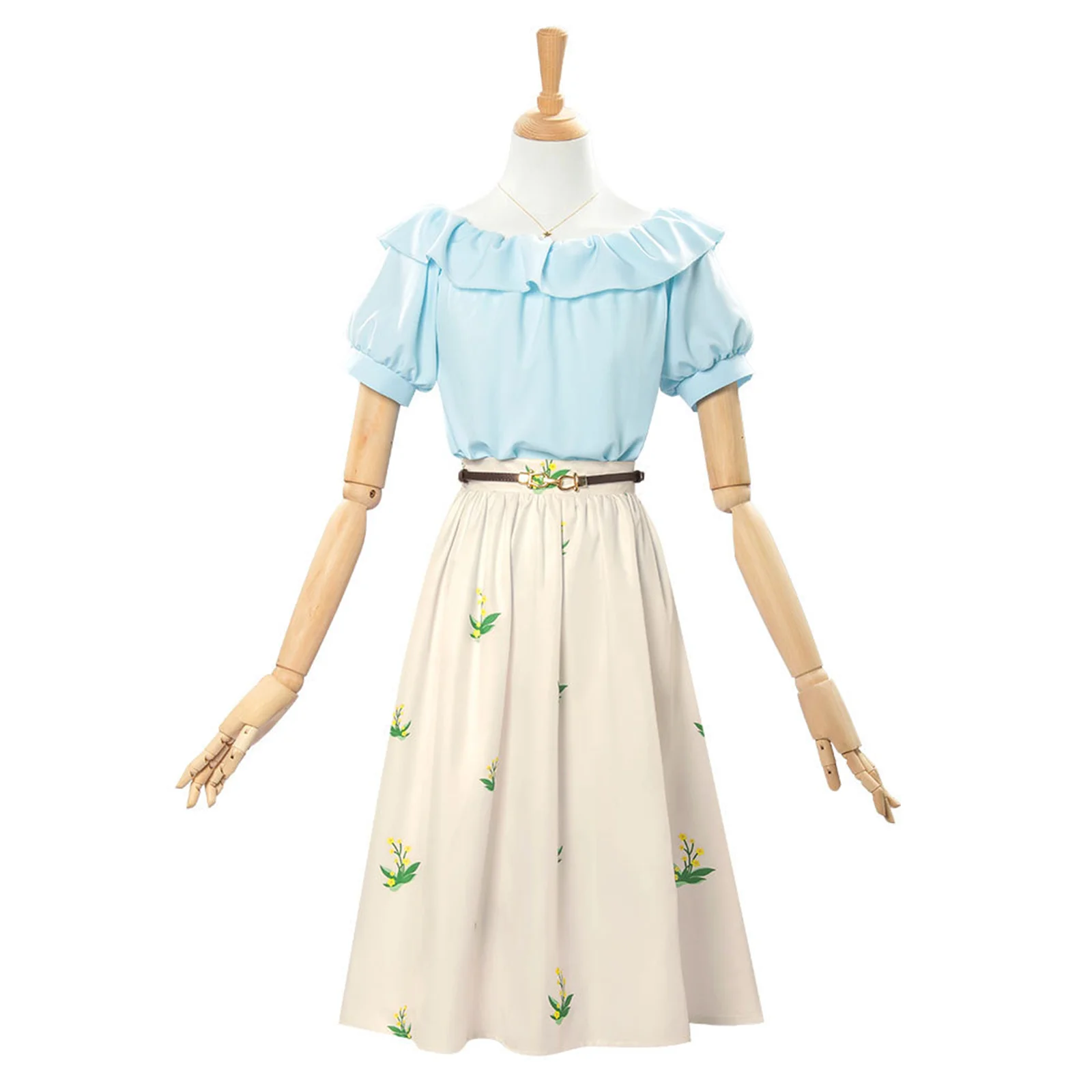 

Soyo Nagasaki Cosplay Costume Casual Summer Outfit Light Blue Top Floral Skirt Daily Wear Halloween Carnival Party