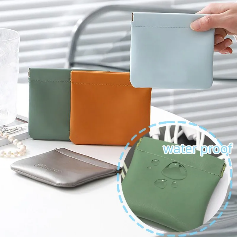 Water Proof Lipstick Pouch Leather Cable Organizer Bag Sealing Coins Keys Organizer Bag Jewelry Earphone Storage Cosmetic Bag