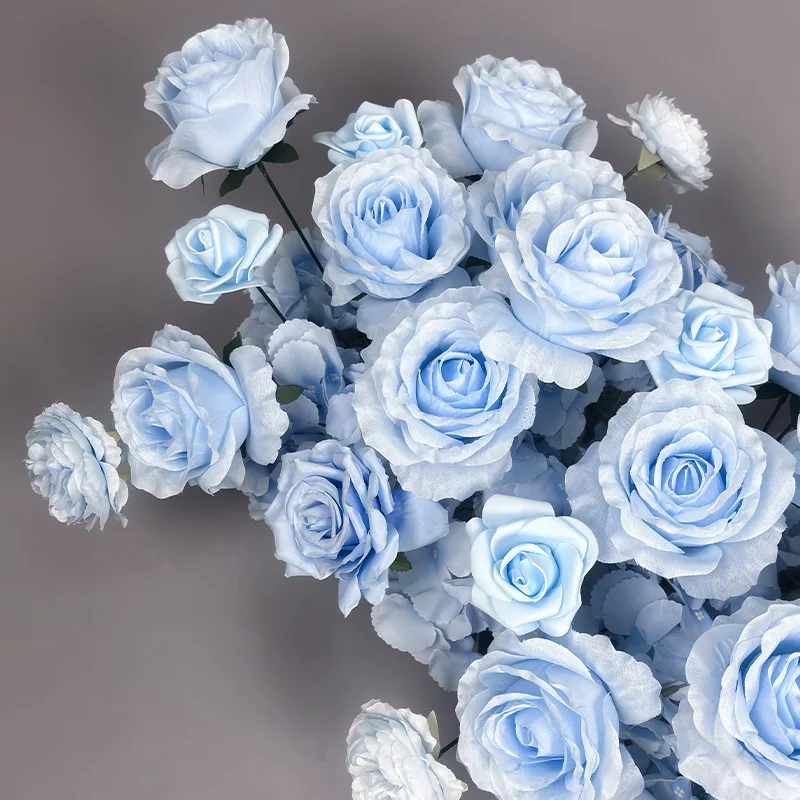 Burgunderrote künstliche Rosenblume, Hochzeitsläufer, Blumenarrangement, Bühnenhintergrund, Blumentischdekoration, Partydekoration, Requisiten – Detail 4