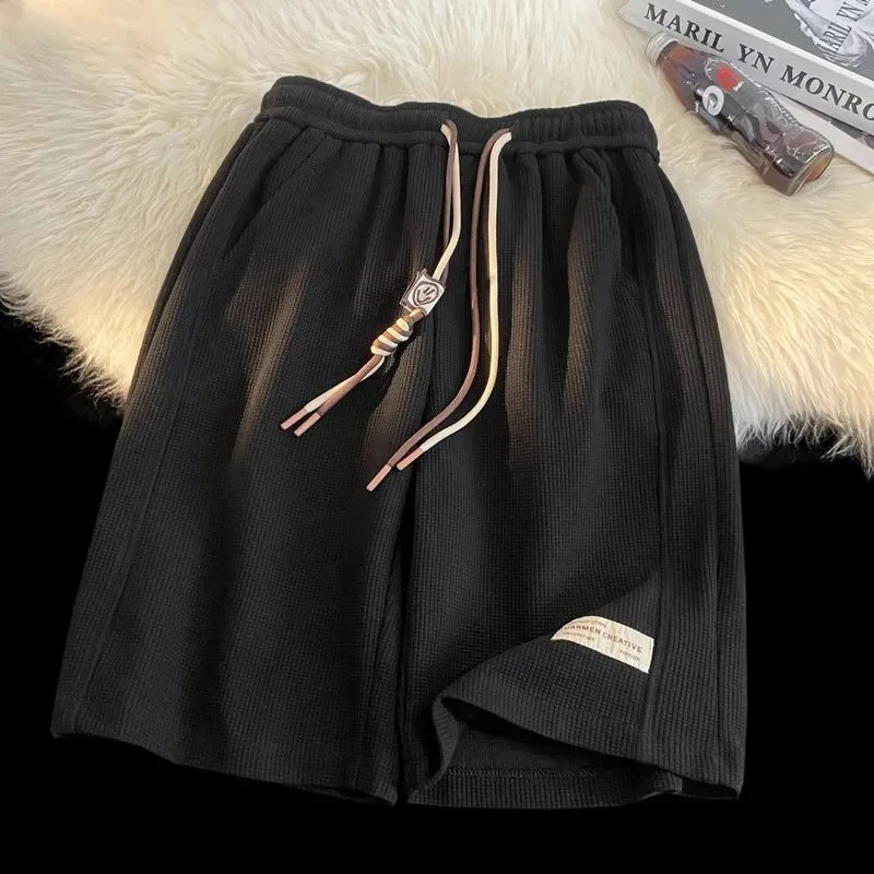 

Мужские летние шорты из вафельной ткани, повседневные свободные шорты в американском стиле, спортивные шорты длиной 5 дюймов, дышащие, для мужчин