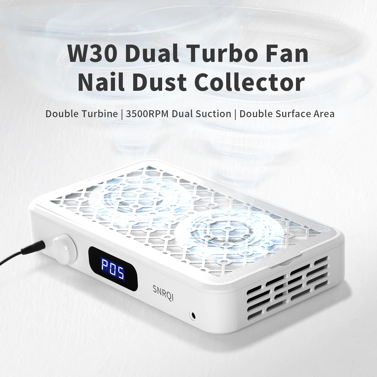 Professional Nail Dust Collector extractor de polvo para unas with 2 Turbo Powerful Fans 1600PA Portable 5 Speeds Nail Vacuum