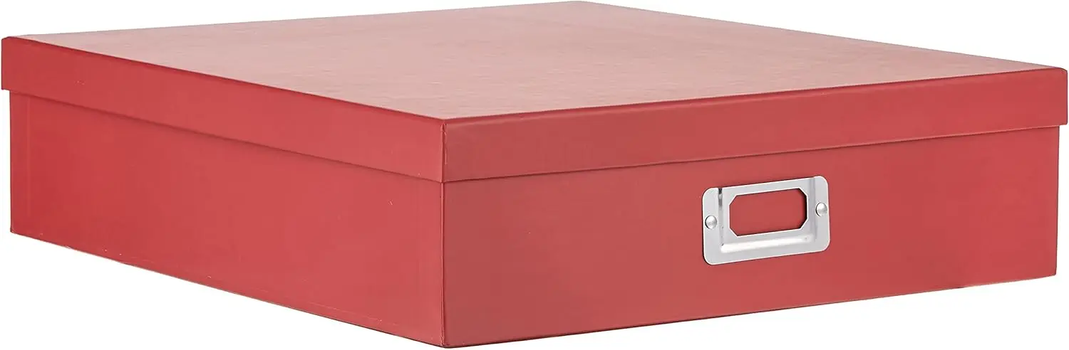

Large Red Scrapbook Storage Box for Photos, Papers, and Craft Supplies - Acid-Free Material