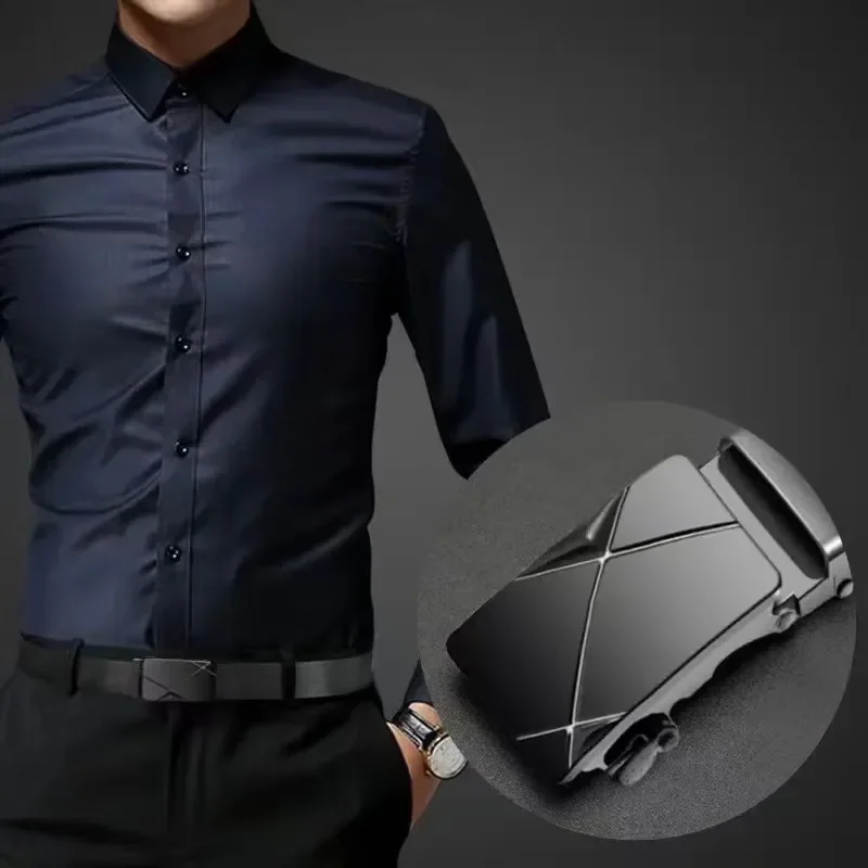 Fashion Business Men'S Belt Genuine Luxury Brand Metal Buckle Belt High-Quality PU Leather Soft Belt with Cargo Pants Jeans gallery 2