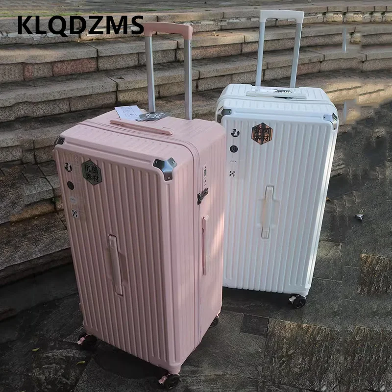 KLQDZMS Luggage Large-capacity Trolley Case High-quality ABS + PC Cart Type Travel Bag Women's Universal Wheel Rolling Suitcase