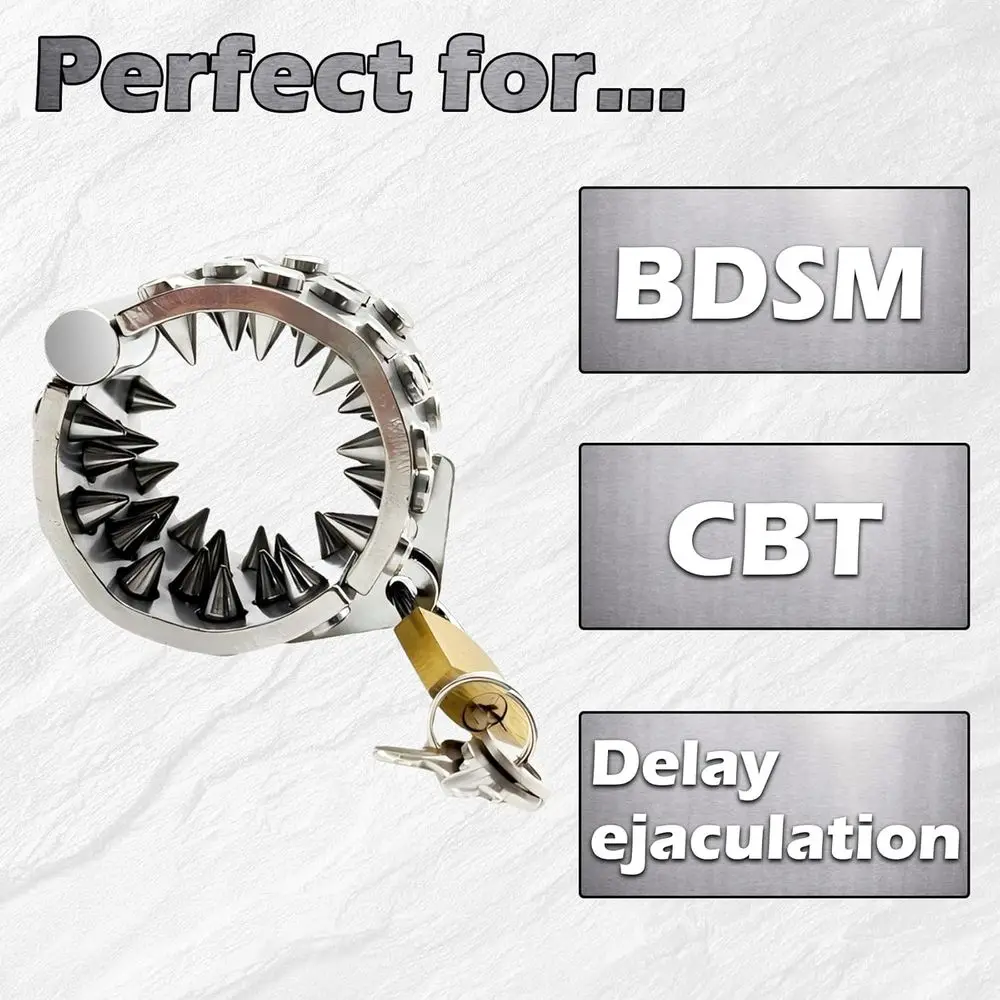 Urządzenie do krępowania penisa z kolcami, kruszarka jąder, CBT, rozciągacz jąder męskich, zabawki erotyczne CBT, obciążenie penisa, kruszarka jąder, stal nierdzewna S