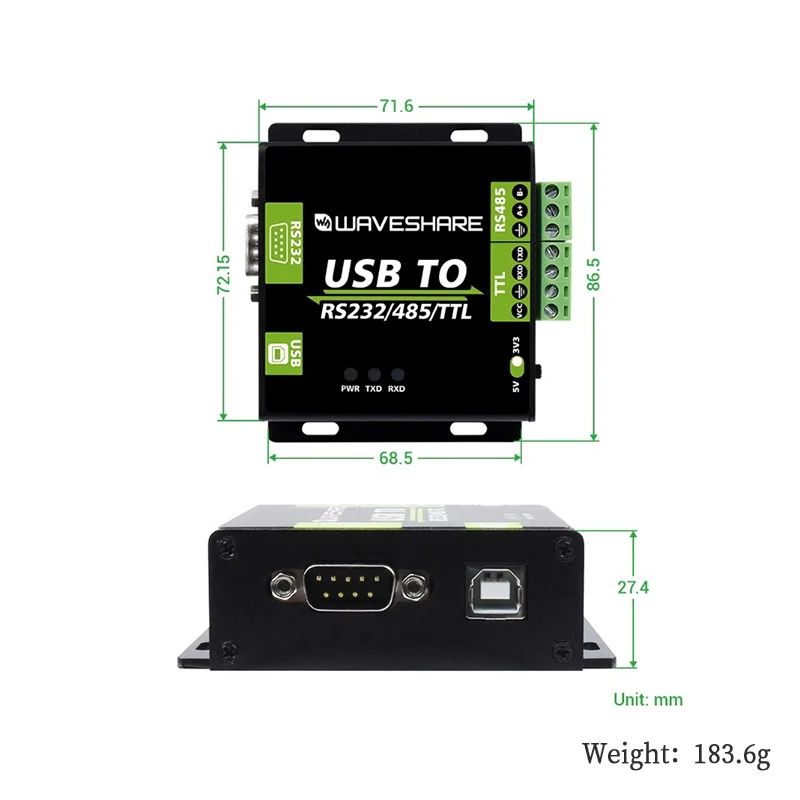 industrial USB to RS232/485/TTL isolated converter module with original FT232RL chip or CH343G chip