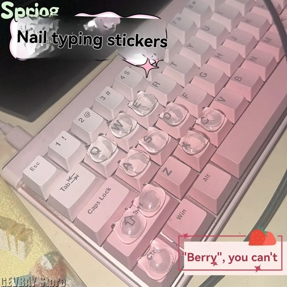 24pcs Cat Glass Keyboard Stickers Nail Art Special Typing Artifact Increased Keyboard for Notebook Desktop Mechanical Keyboard