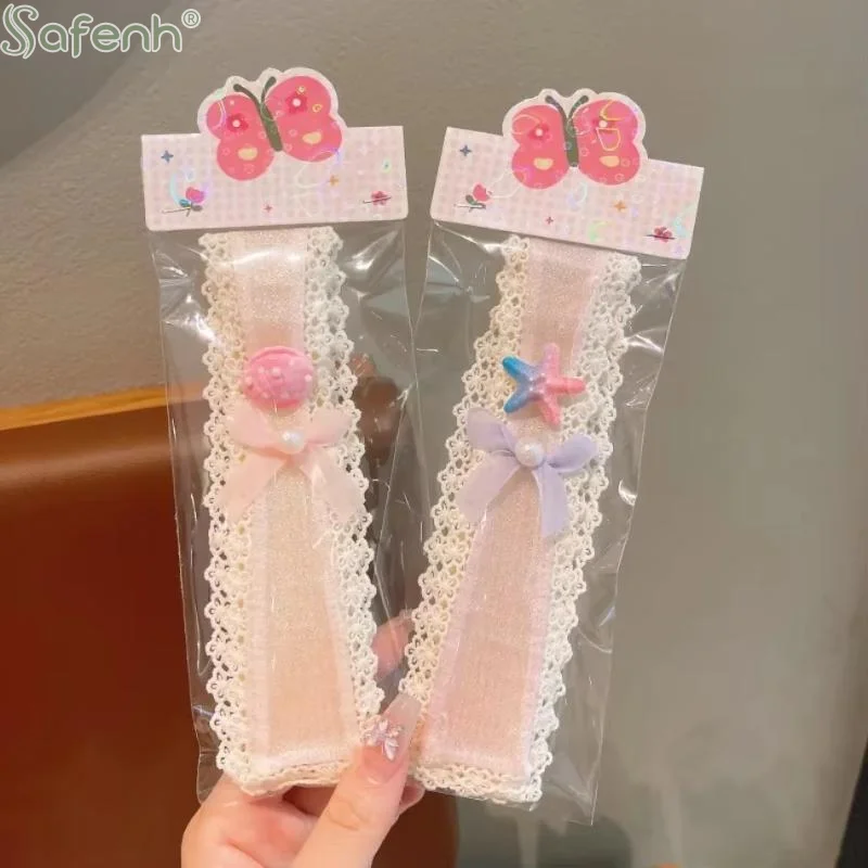 Cute ocean-themed Lolita Headband Children Floral Wide Edge  Summer Girls Forehead Bangs Broken Hair Posting Fixed Hair Sticker