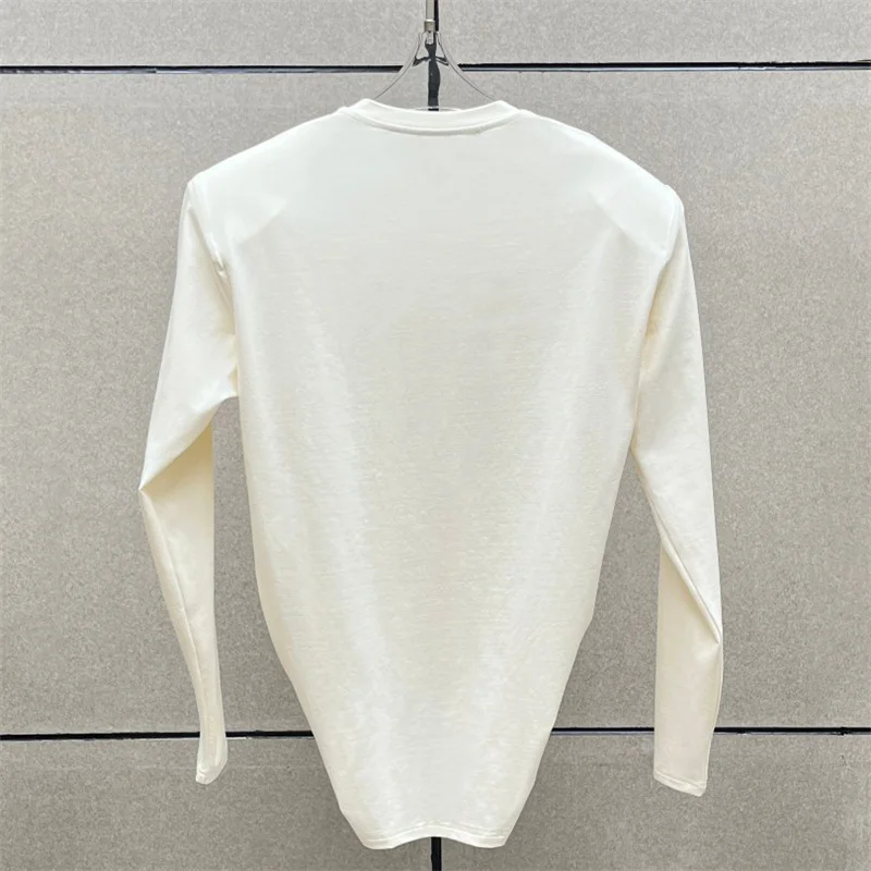women's t-shirt New elastic knitted slim fit women's long sleeved top for autumn 2026 Cotton blend round neck pullover y2k tops