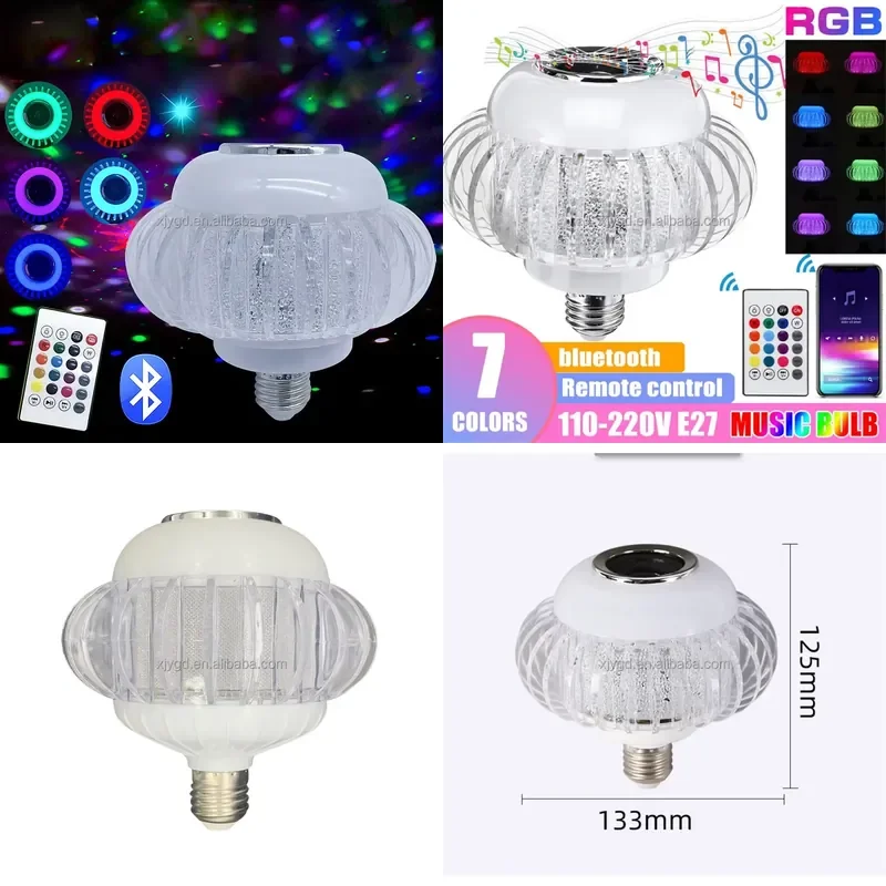 for E27 15W LED Crystal Music Bulb Wireless Speaker Lamp with Remote Control for Party Mood Lighting